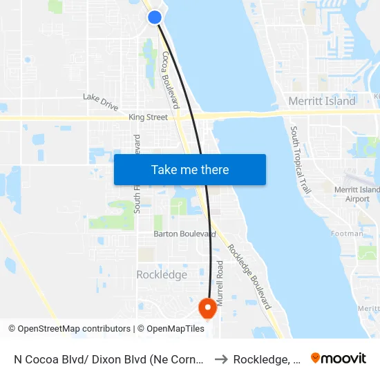 N Cocoa Blvd/ Dixon Blvd (Ne Corner) to Rockledge, FL map