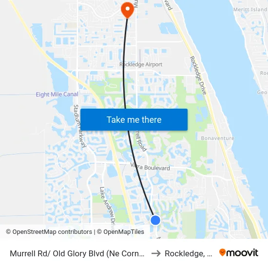 Murrell Rd/ Old Glory Blvd (Ne Corner) to Rockledge, FL map