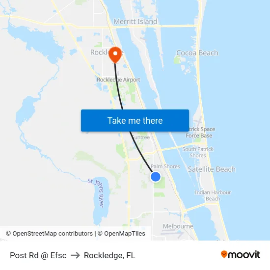 Post Rd @ Efsc to Rockledge, FL map