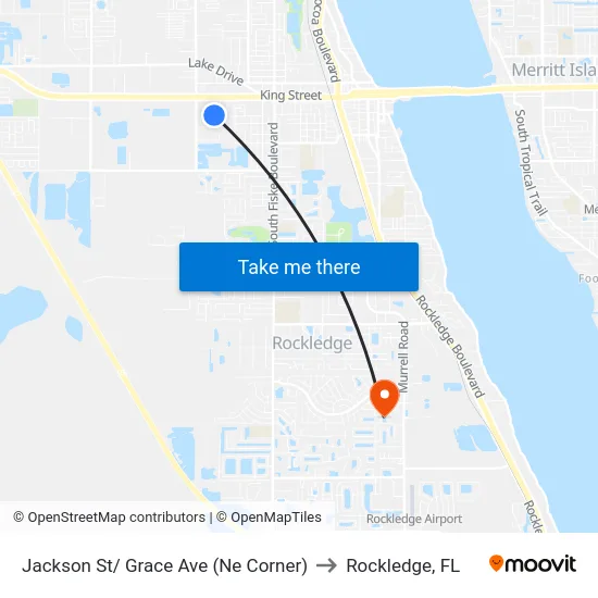 Jackson St/ Grace Ave (Ne Corner) to Rockledge, FL map