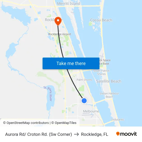 Aurora Rd/ Croton Rd. (Sw Corner) to Rockledge, FL map
