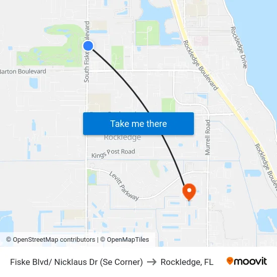Fiske Blvd/ Nicklaus Dr (Se Corner) to Rockledge, FL map