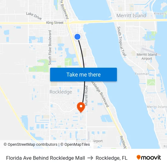Florida Ave Behind Rockledge Mall to Rockledge, FL map