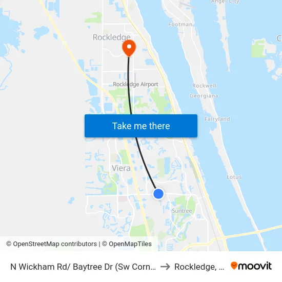N Wickham Rd/ Baytree Dr (Sw Corner) to Rockledge, FL map