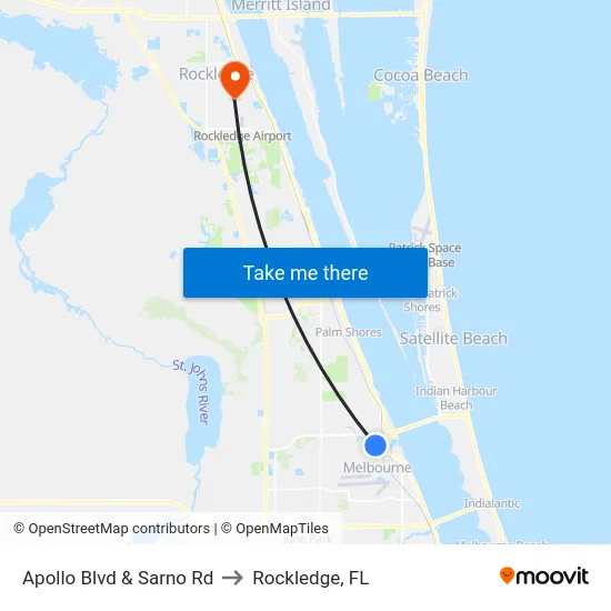 Apollo Blvd & Sarno Rd to Rockledge, FL map