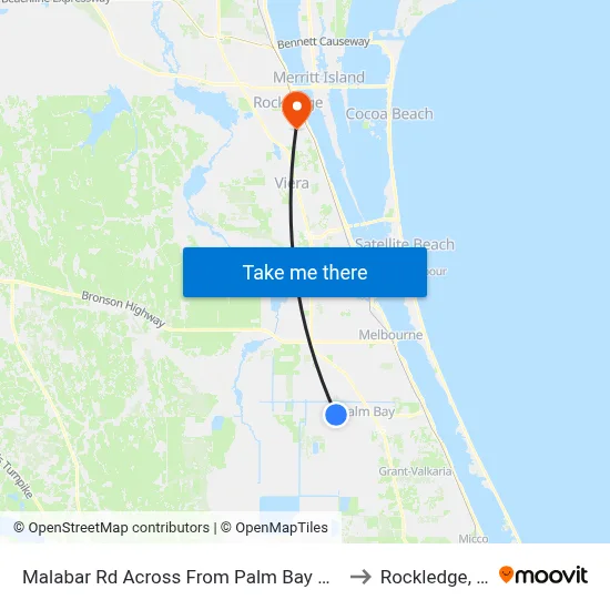 Malabar Rd Across From Palm Bay West to Rockledge, FL map