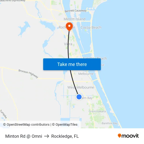 Minton Rd @ Omni to Rockledge, FL map