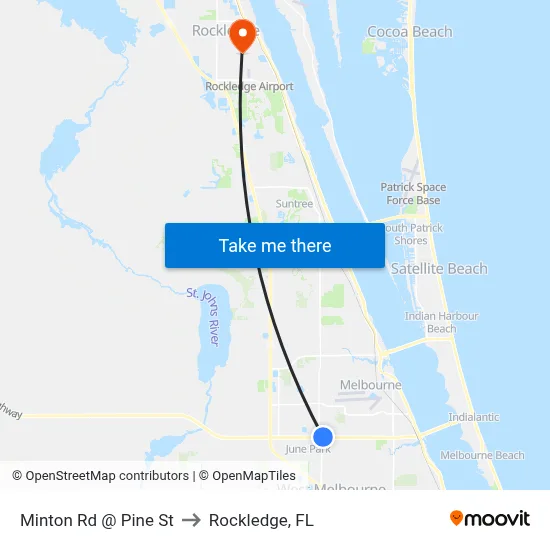 Minton Rd @ Pine St to Rockledge, FL map
