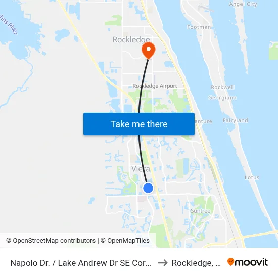 Napolo Dr. / Lake Andrew Dr SE Corner to Rockledge, FL map
