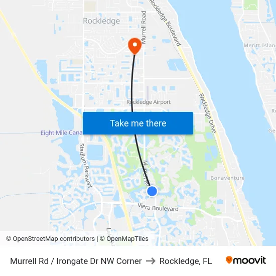 Murrell Rd / Irongate Dr NW Corner to Rockledge, FL map