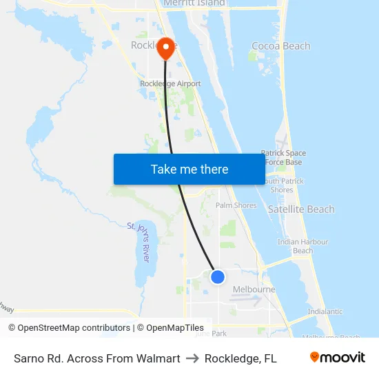Sarno Rd. Across From Walmart to Rockledge, FL map
