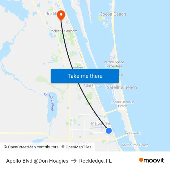 Apollo Blvd @Don Hoagies to Rockledge, FL map