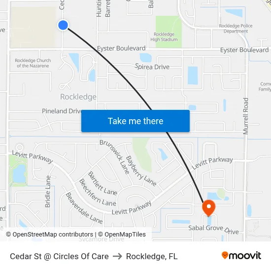 Cedar St @ Circles Of Care to Rockledge, FL map
