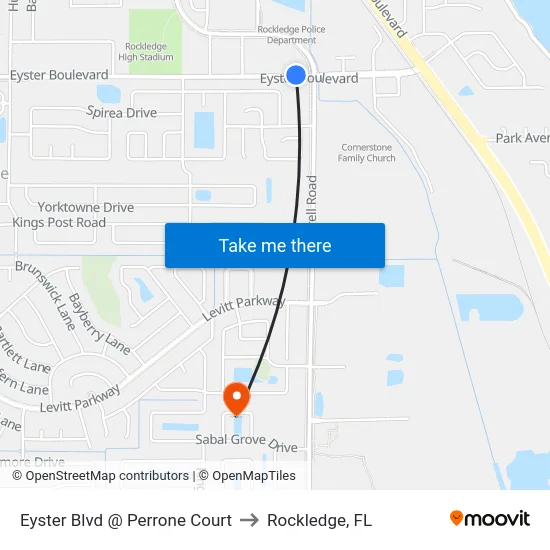 Eyster Blvd @ Perrone Court to Rockledge, FL map