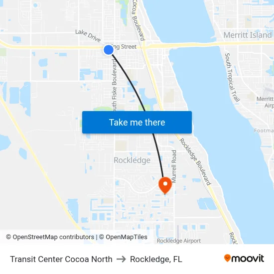 Transit Center Cocoa North to Rockledge, FL map