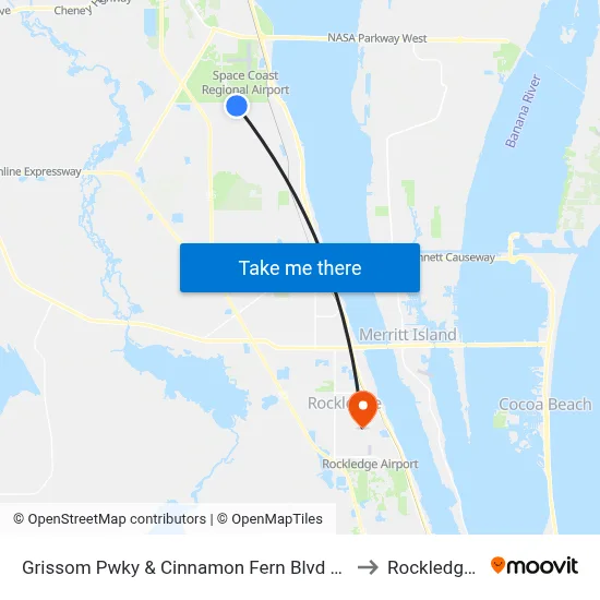 Grissom Pwky & Cinnamon Fern Blvd SW Corner to Rockledge, FL map
