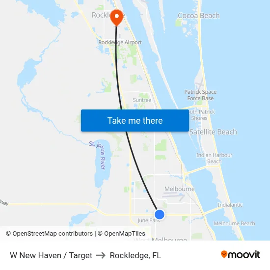 W New Haven / Target to Rockledge, FL map
