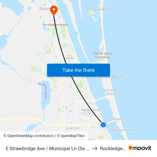 E Strawbridge Ave / Municipal Ln (Se Corner) to Rockledge, FL map