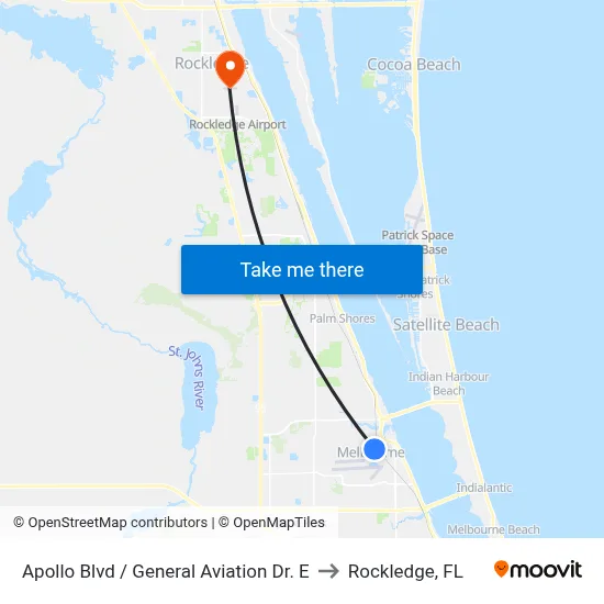 Apollo Blvd / General Aviation Dr. E to Rockledge, FL map