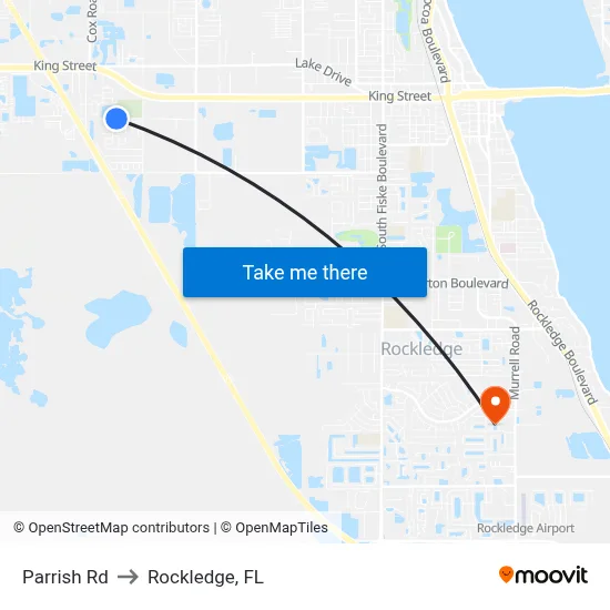 Parrish Rd to Rockledge, FL map