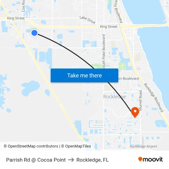 Parrish Rd @ Cocoa Point to Rockledge, FL map
