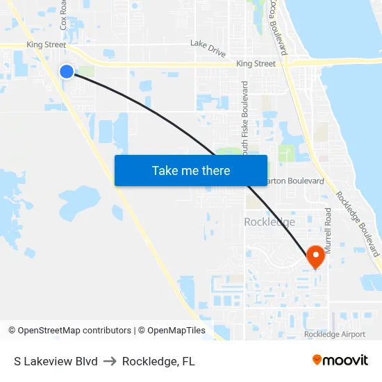 S Lakeview Blvd to Rockledge, FL map
