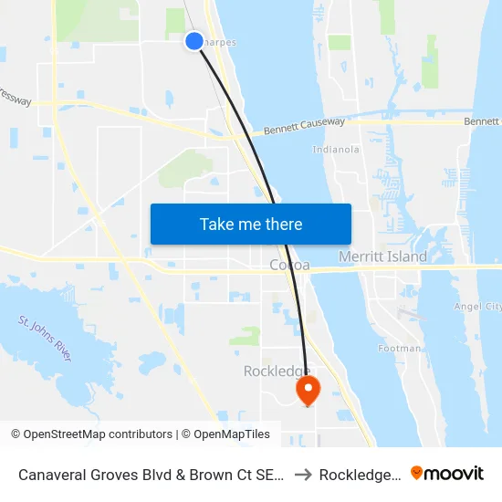 Canaveral Groves Blvd & Brown Ct SE Corner to Rockledge, FL map