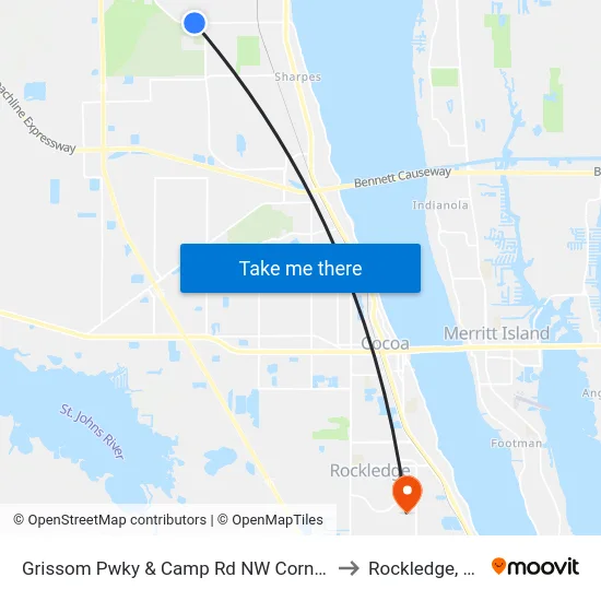 Grissom Pwky & Camp Rd NW Corner to Rockledge, FL map