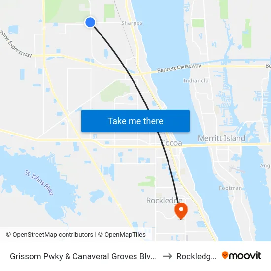 Grissom Pwky & Canaveral Groves Blvd SW Corner to Rockledge, FL map