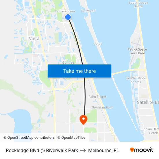 Rockledge Blvd @ Riverwalk Park to Melbourne, FL map