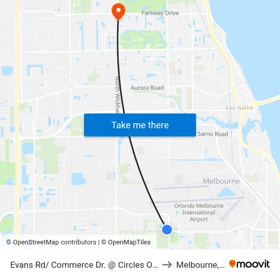 Evans Rd/ Commerce Dr. @ Circles Of Care to Melbourne, FL map