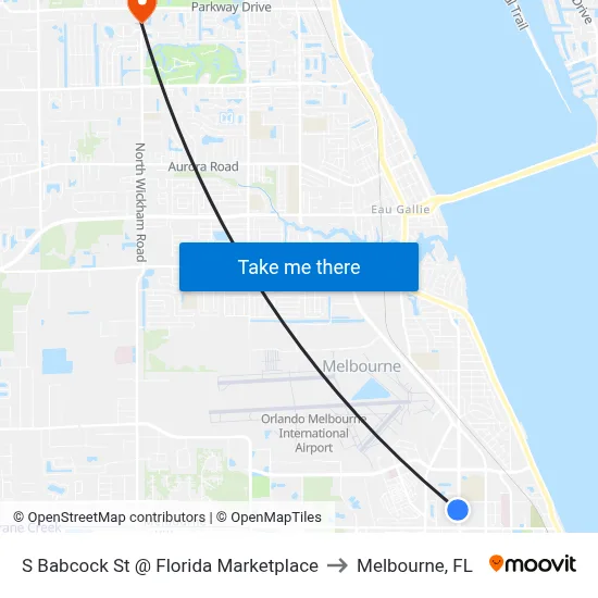 S Babcock St @ Florida Marketplace to Melbourne, FL map
