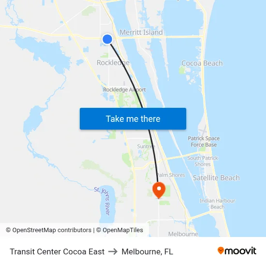 Transit Center Cocoa East to Melbourne, FL map