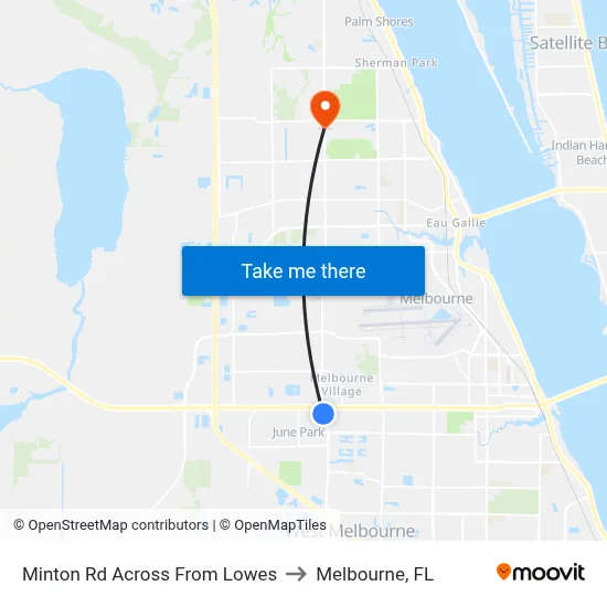 Minton Rd Across From Lowes to Melbourne, FL map