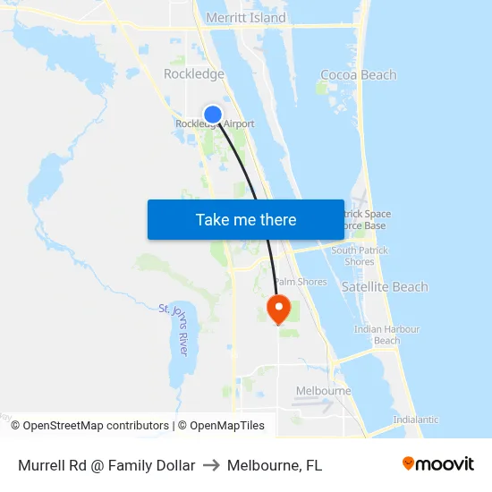 Murrell Rd @ Family Dollar to Melbourne, FL map