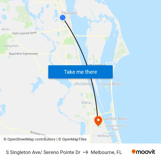 S Singleton Ave/ Sereno Pointe Dr to Melbourne, FL map
