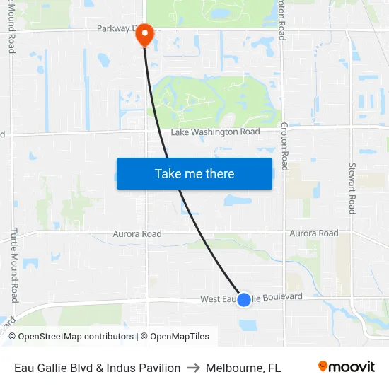 Eau Gallie Blvd & Indus Pavilion to Melbourne, FL map