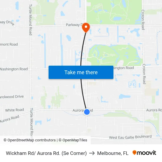 Wickham Rd/ Aurora Rd. (Se Corner) to Melbourne, FL map