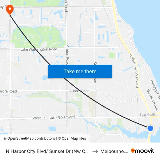 N Harbor City Blvd/ Sunset Dr (Nw Corner) to Melbourne, FL map