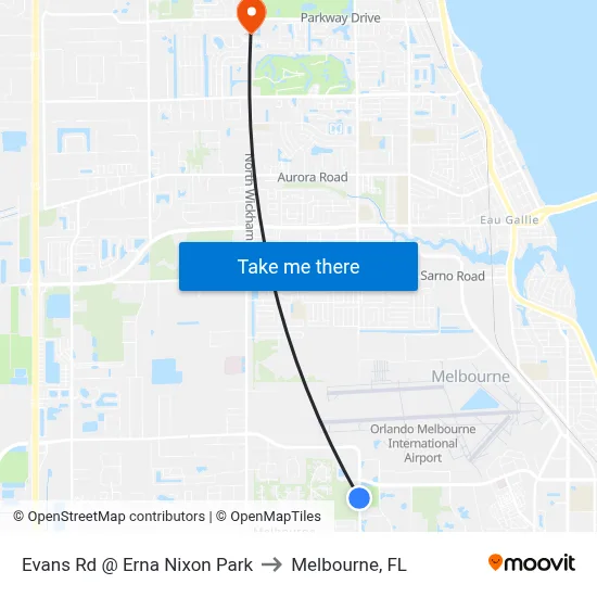 Evans Rd @ Erna Nixon Park to Melbourne, FL map