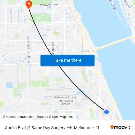 Apollo Blvd @ Same Day Surgery to Melbourne, FL map