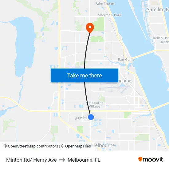 Minton Rd/ Henry Ave to Melbourne, FL map