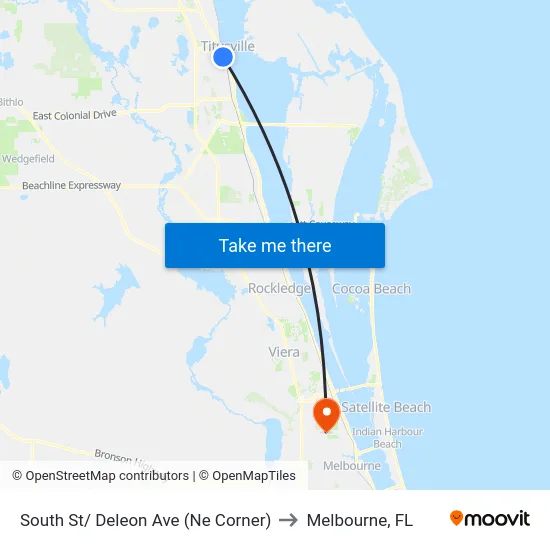 South St/ Deleon Ave (Ne Corner) to Melbourne, FL map