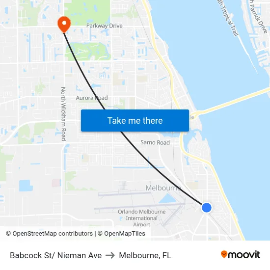 Babcock St/ Nieman Ave to Melbourne, FL map