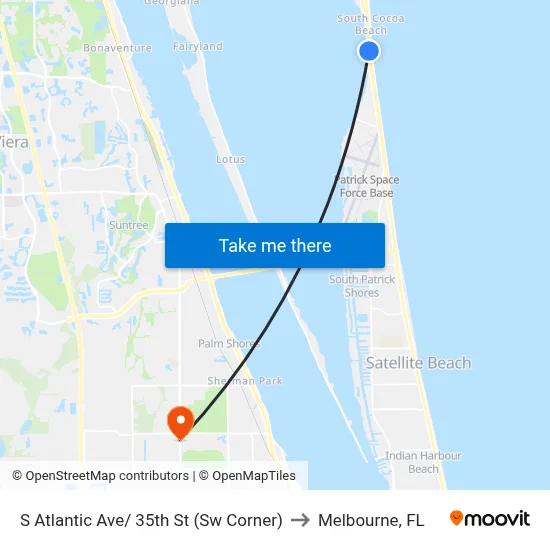 S Atlantic Ave/ 35th St (Sw Corner) to Melbourne, FL map