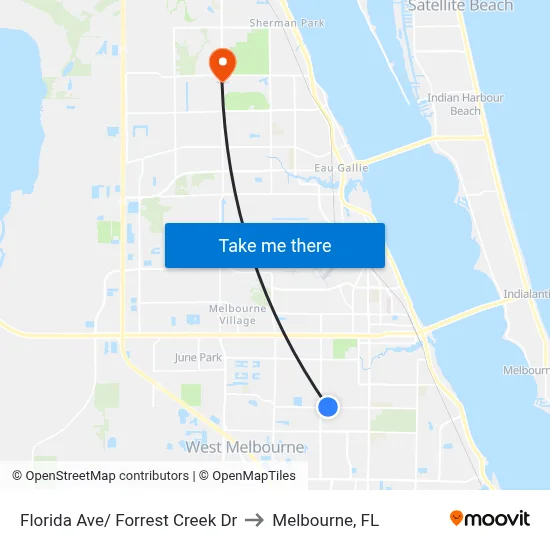 Florida Ave/ Forrest Creek Dr to Melbourne, FL map