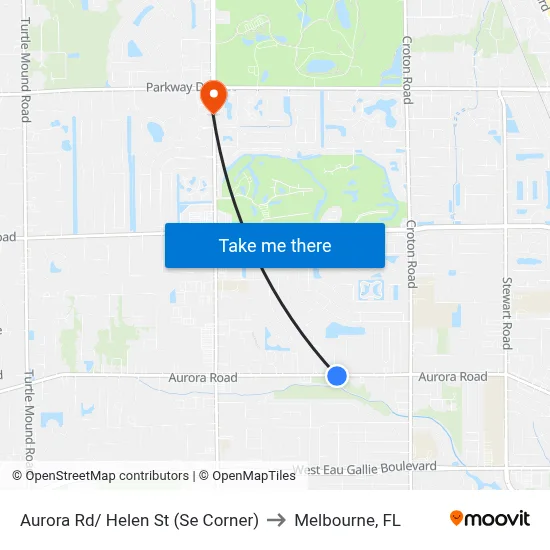 Aurora Rd/ Helen St (Se Corner) to Melbourne, FL map