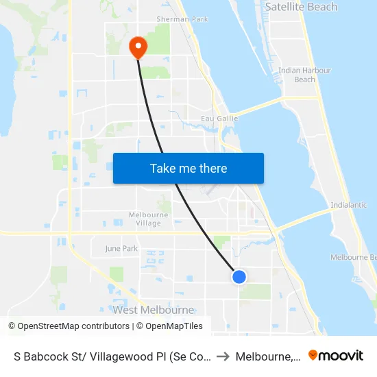 S Babcock St/ Villagewood Pl (Se Corner) to Melbourne, FL map