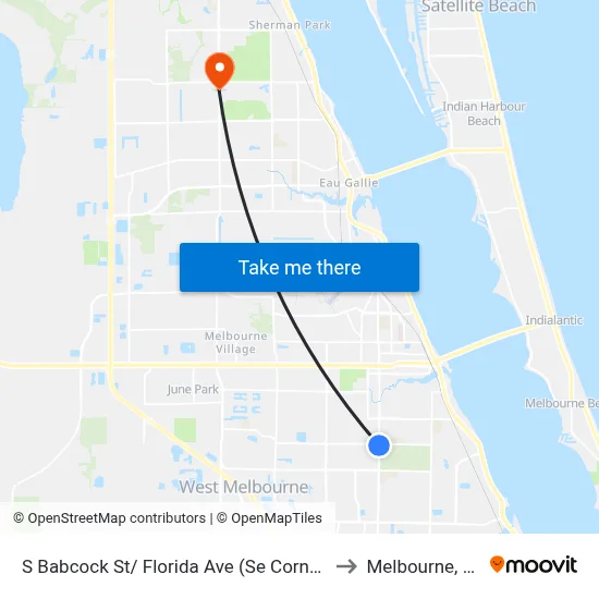 S Babcock St/ Florida Ave (Se Corner) to Melbourne, FL map