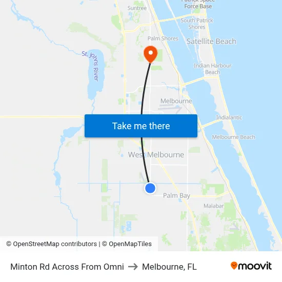 Minton Rd Across From Omni to Melbourne, FL map